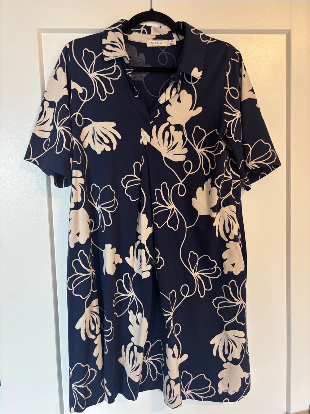 Navy & Cream Floral Polo Dress